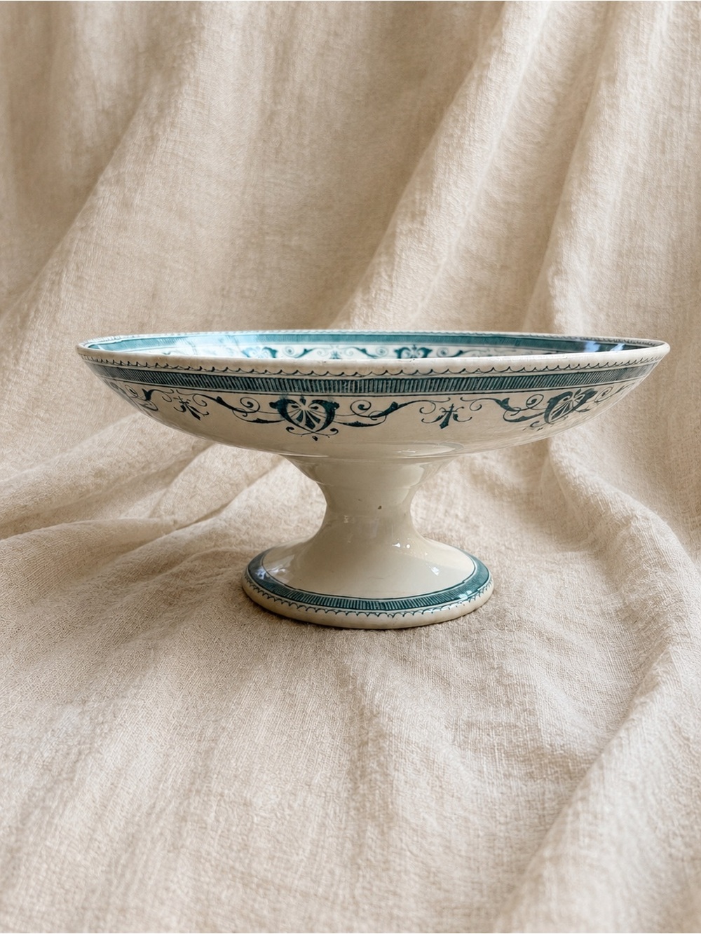Antique Creil et Montereau Amiral Terre de Fer Pedestal Compote | French